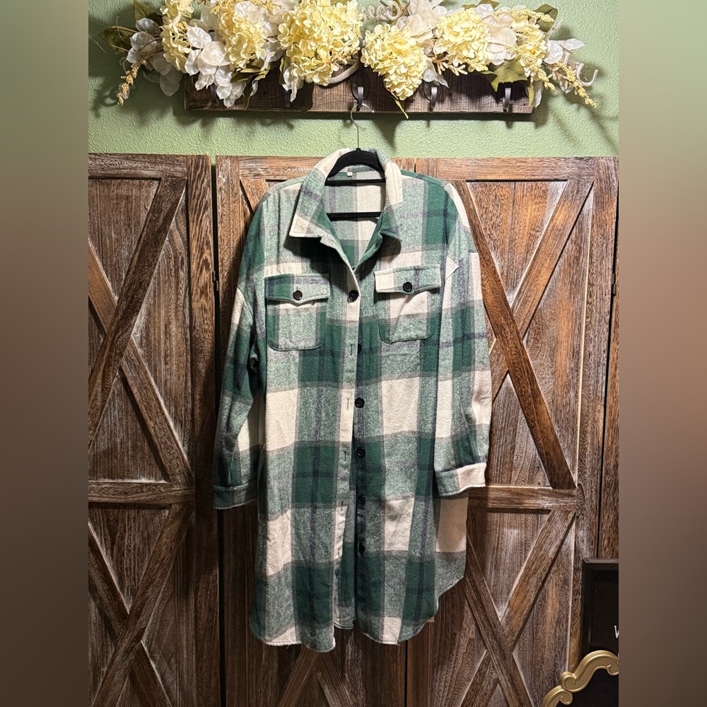 Green Plaid Womens Shirt